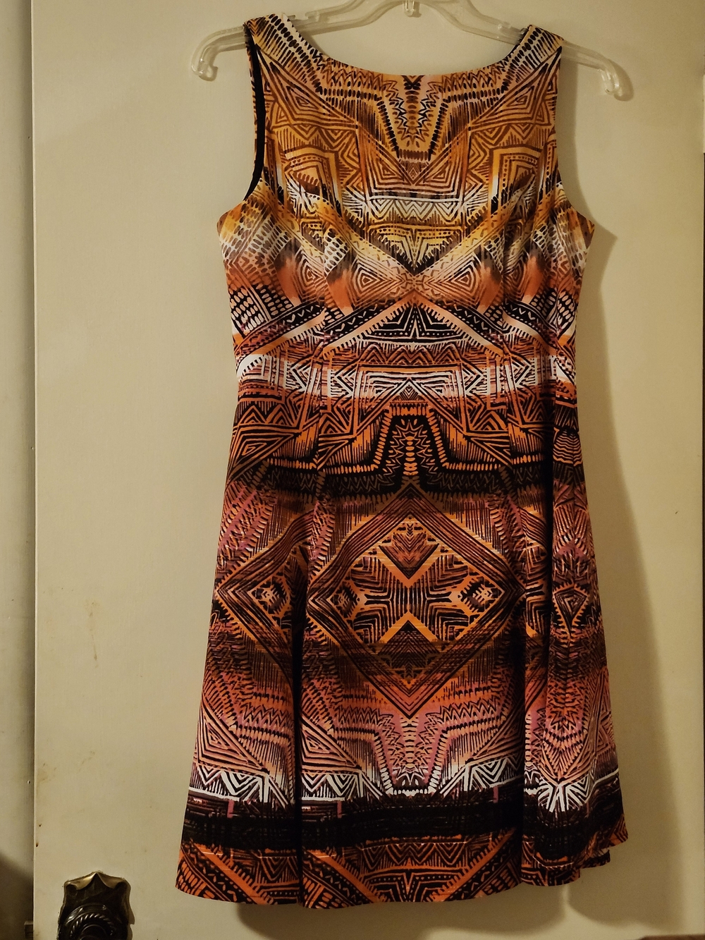 CB Established 1962 Geometric Boho Tribal Print Fit And Flare Dress Size 12
